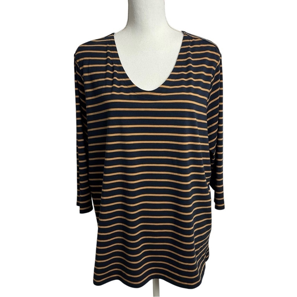 J. Jill Women’s Pullover Knit Top Sz XL Multi Colors 3/4 Sleeve V-neck Stretch